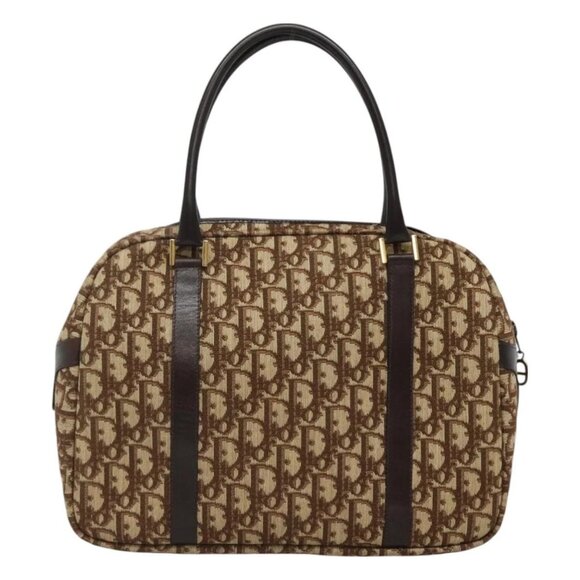 Christian Dior Trotter Canvas Hand Bag Brown Gold Auth BD2000 - Picture 3 of 16